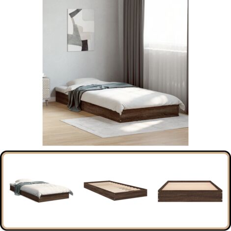 Bettgestell ohne Matratze Braun Eiche 75x190 cm Holzwerkstoff - Holzbettrahmen - Bettkasten - Single Bett - Doppelbett - Lattenrost