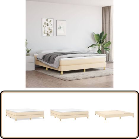 Bettgestell ohne Matratze Creme 180x200 cm Stoff - Bettes Gestell - Doppelbett - Cremefarbenes Bett - Holzrahmen Bett - Lattenrost Bett