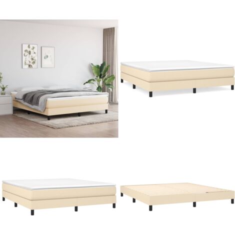 Bettgestell ohne Matratze Creme 180x200 cm Stoff - Bettes Gestell - Doppelbett - Cremefarbenes Bett - Holzrahmen Bett - Lattenrost Bett - Home & Living
