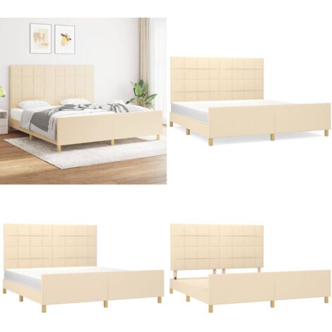 Bettgestell ohne Matratze Creme 180x200 cm Stoff - Bettes Gestell - Doppelbett - Lattenrost - Creme - Himmelbetten - Home & Living