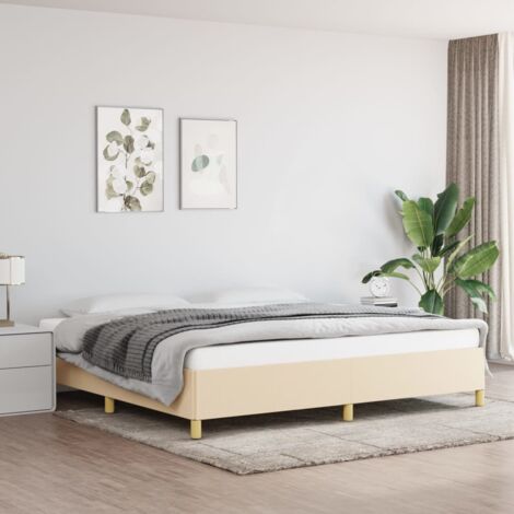 Bettgestell ohne Matratze Creme 200x200 cm Stoff vidaXL