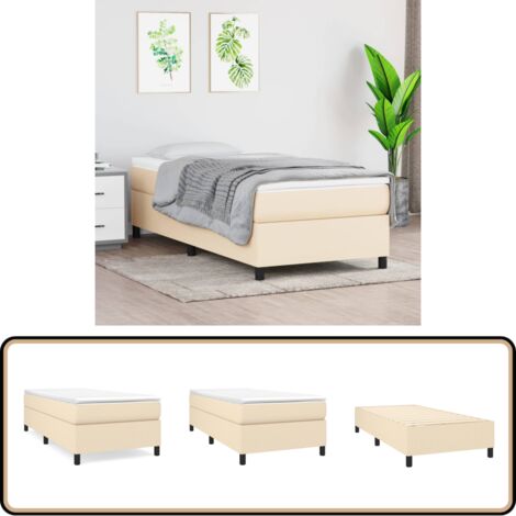 Bettgestell ohne Matratze Creme 80x200 cm Stoff - Bettes Gestell - Schlafzimmer Möbel - Boxspring Rahmen - Lattenrost - Creme Farbe