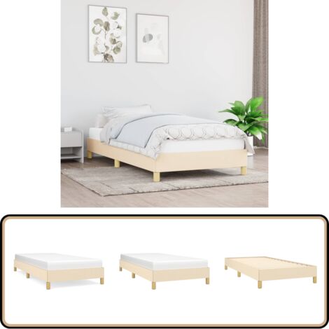 Bettgestell ohne Matratze Creme 80x200 cm Stoff - Bettrahmen - Doppelbett - Lattenrost - Cremefarbenes Bett - Schlafzimmermöbel
