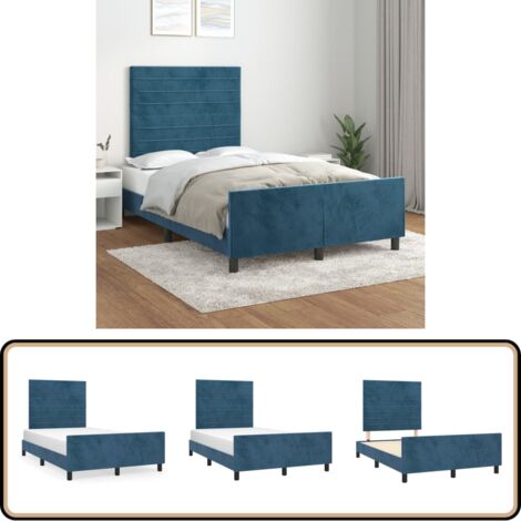 Bettgestell ohne Matratze Dunkelblau 120x200 cm Samt - Samtbettwäsche - Doppelbett - Boxspringbett - Lattenrost - Hochbett