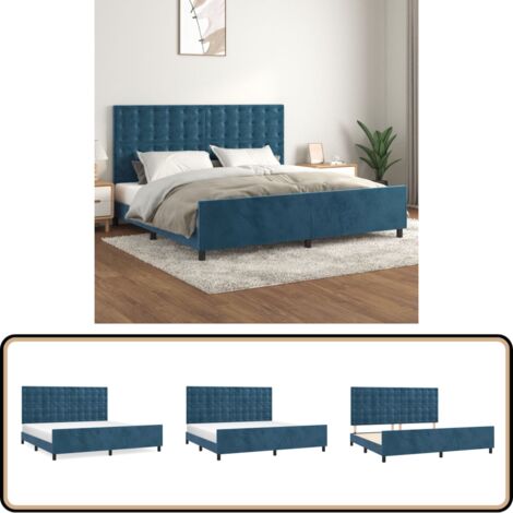 Bettgestell ohne Matratze Dunkelblau 200x200 cm Samt - Samtbettwäsche - Bettsofa - Boxspringbett - Doppelbett - Hochbett