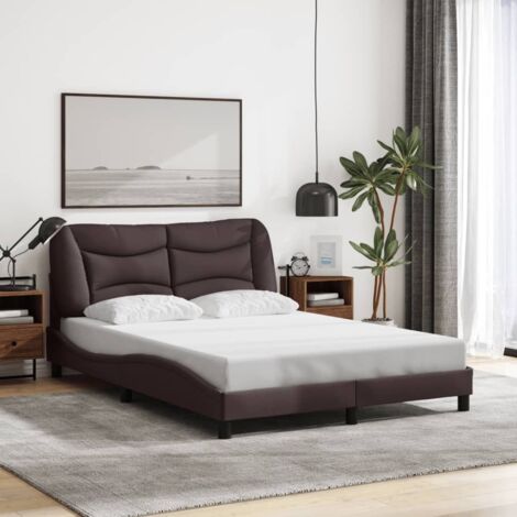 Bettgestell ohne Matratze dunkelbraun 140x200 cm Stoff