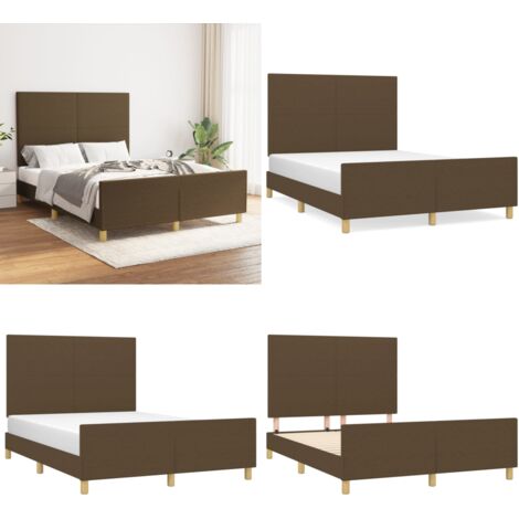 Bettgestell ohne Matratze Dunkelbraun 140x200 cm Stoff - Bettsofa - Doppelbett - Boxspringbetten - Lattenrost - Holzrahmen - Home & Living
