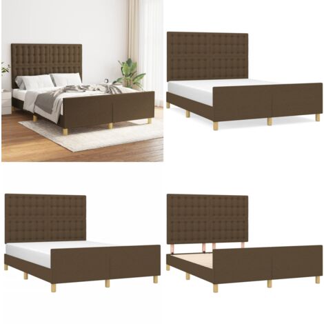 Bettgestell ohne Matratze Dunkelbraun 140x200 cm Stoff - Bettsofa - Doppelbett - Boxspringbetten - Lattenrost - Holzrahmen - Home & Living