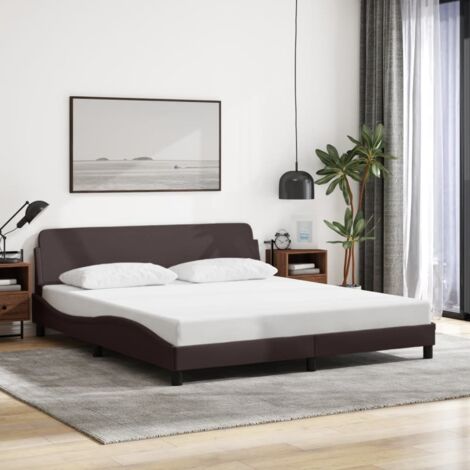 Bettgestell ohne Matratze dunkelbraun 160x200 cm Stoff