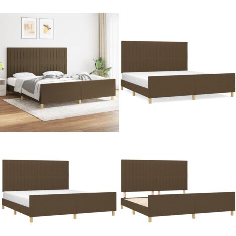 Bettgestell ohne Matratze Dunkelbraun 180x200 cm Stoff - Bettestell - Doppelbett - Boxspringbetten - Lattenrost - Holzrahmen - Home & Living