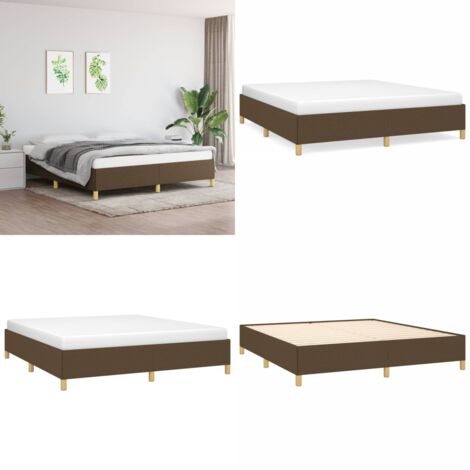 Bettgestell ohne Matratze Dunkelbraun 180x200 cm Stoff - Bettrahmen - Doppelbett - Massivholzbette - Lattenrost - Boxspringbetten - Home & Living