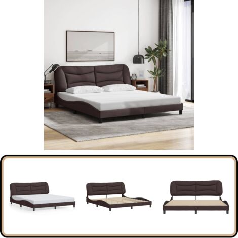 Bettgestell ohne Matratze Dunkelbraun 180x200 cm Stoff - Bettsofa - Doppelbett - Boxspringbetten - Lattenrost - Holzrahmen