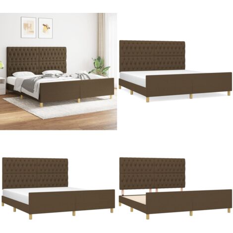 Bettgestell ohne Matratze Dunkelbraun 180x200 cm Stoff - Bettsofa - Doppelbett - Boxspringbetten - Lattenrost - Holzrahmen - Home & Living