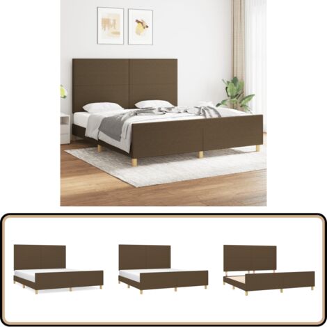 Bettgestell ohne Matratze Dunkelbraun 180x200 cm Stoff - Bettstellengestell - Doppelbett - Massivholzbette - Lattenrostbetten - Boxspringbett