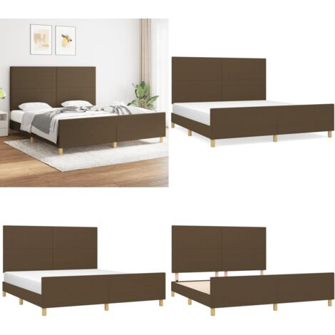 Bettgestell ohne Matratze Dunkelbraun 180x200 cm Stoff - Bettstellengestell - Doppelbett - Massivholzbette - Lattenrostbetten - Boxspringbett - Home & Living