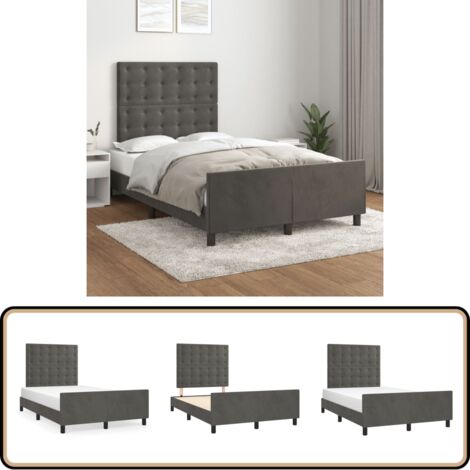 Bettgestell ohne Matratze Dunkelgrau 120x190 cm Samt - Samtbett - Doppelbett - Boxspringbetten - Bettsofa - Hochbett