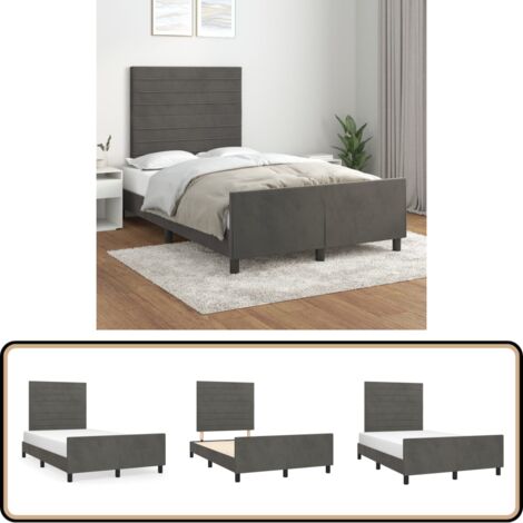 Bettgestell ohne Matratze Dunkelgrau 120x190 cm Samt - Samtbett - Doppelbett - Boxspringbetten - Bettsofa - Hochbett