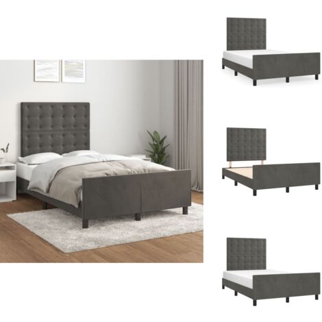 Bettgestell ohne Matratze Dunkelgrau 120x190 cm Samt - Samtbett - Doppelbett - Boxspringbetten - Bettsofa - Hochbett