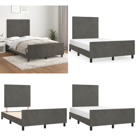 Bettgestell ohne Matratze Dunkelgrau 120x190 cm Samt - Samtbettwäsche - Bettsofa - Doppelbett - Boxspringbett - Lattenrost - Home & Living
