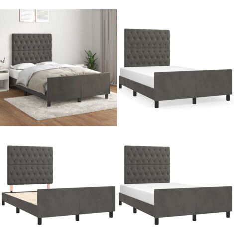 Bettgestell ohne Matratze Dunkelgrau 120x190 cm Samt - Samtbettwäsche - Bettsofa - Doppelbett - Boxspringbett - Lattenrost - Home & Living
