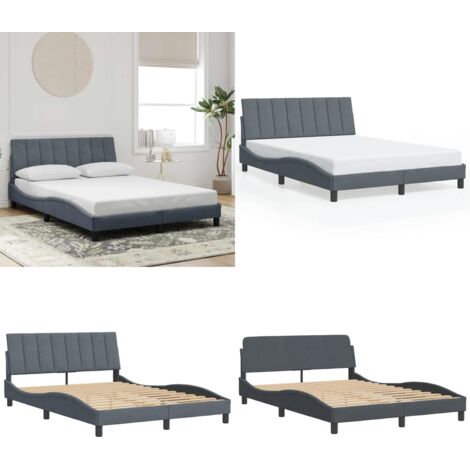 Bettgestell ohne Matratze Dunkelgrau 120x200 cm Samt - Bettsystem - Doppelbett - Samtbettwäsche - Boxspringbett - Lattenrost - Home & Living
