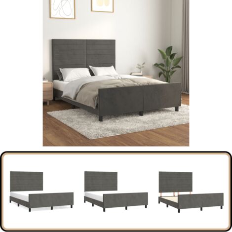 Bettgestell ohne Matratze Dunkelgrau 140x200 cm Samt - Samtbettwäsche - Bettestel - Doppelbett - Boxspringbett - Hochbett