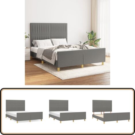 Bettgestell ohne Matratze Dunkelgrau 140x200 cm Stoff - Bettsofa - Boxspringbetten - Doppelbett - Lattenrost - Schlafzimmermöbel