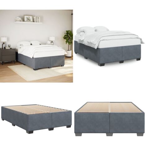 Bettgestell ohne Matratze Dunkelgrau 160x200 cm Samt - Samtbett - Doppelbett - Boxspringbettfuss - Massivholzbette - Bettsofa - Home & Living
