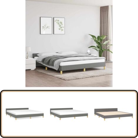 Bettgestell ohne Matratze Dunkelgrau 180x200 cm Stoff - Bettes Gestell - Doppelbett - Boxspringbetten - Lattenrost - Holzrahmen