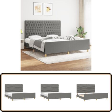 Bettgestell ohne Matratze Dunkelgrau 180x200 cm Stoff - Bettes Gestell - Doppelbett - Holzbetten - Lattenrost - Kopfendeckeln