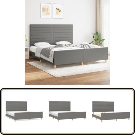 Bettgestell ohne Matratze Dunkelgrau 180x200 cm Stoff - Bettsofa - Doppelbett - Boxspringbetten - Lattenrost - Holzrahmen