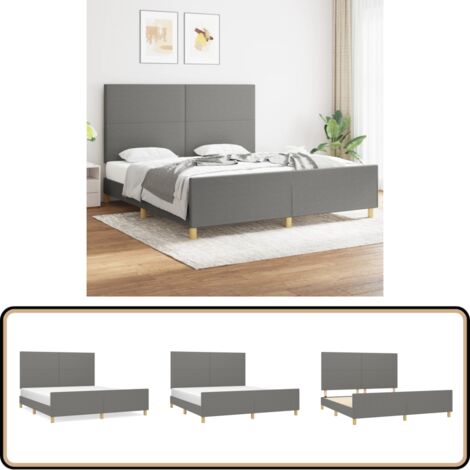 Bettgestell ohne Matratze Dunkelgrau 180x200 cm Stoff - Bettsystem - Doppelbett - Boxspringbetten - Lattenrost - Holzrahmen