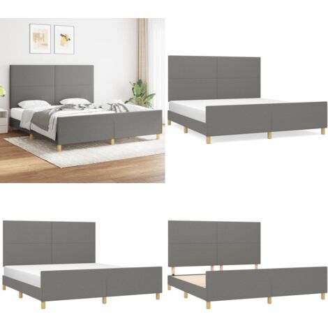 Bettgestell ohne Matratze Dunkelgrau 180x200 cm Stoff - Bettsystem - Doppelbett - Boxspringbetten - Lattenrost - Holzrahmen - Home & Living