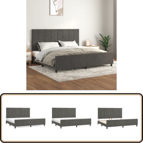 Bettgestell ohne Matratze Dunkelgrau 200x200 cm Samt - Samtbett - Doppelbett - Boxspringbetten - Hochbett - Bettsofa