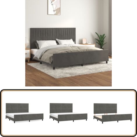 Bettgestell ohne Matratze Dunkelgrau 200x200 cm Samt - Samtsofa - Bettessel - Doppelbett - Boxspringbetten - Hochbett