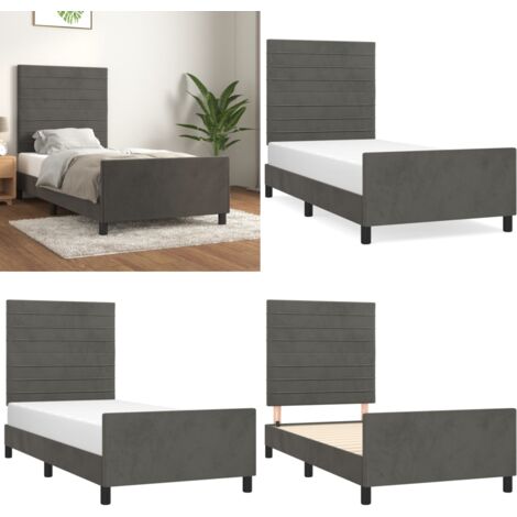 Bettgestell ohne Matratze Dunkelgrau 90x200 cm Samt - Samtbett - Doppelbett - Boxspringbetten - Bettsofa - Hochbett - Home & Living