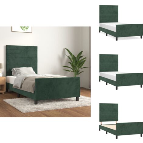 Bettgestell ohne Matratze Dunkelgrün 100x200 cm Samt - Samtbett - Doppelbett - Boxspringbetten - Bettsofa - Hochbett