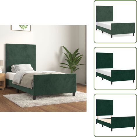 Bettgestell ohne Matratze Dunkelgrün 100x200 cm Samt - Samtsofa - Doppelbett - Boxspringbetten - Bettenrahmen - Hochbett