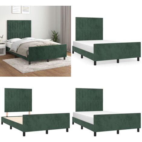 Bettgestell ohne Matratze Dunkelgrün 120x190 cm Samt - Samtbett - Doppelbett - Boxspringbetten - Bettrahmen - Hochwertiges Bettgestell - Home & Living