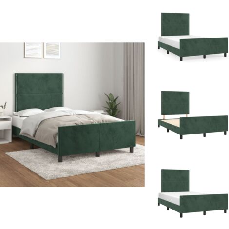 Bettgestell ohne Matratze Dunkelgrün 120x190 cm Samt - Samtbett - Doppelbett - Boxspringbetten - Bettsofa - Hochbett