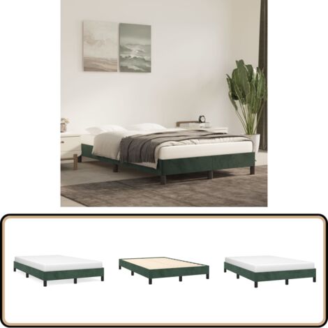 Bettgestell ohne Matratze Dunkelgrün 120x190 cm Samt - Samtsofa - Doppelbett - Boxspringbetten - Bettrahmen - Bettgestell