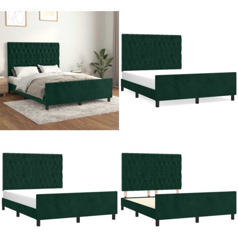 Bettgestell ohne Matratze Dunkelgrün 140x190 cm Samt - Samtbettwäsche - Bettsofa - Doppelbett - Boxspringbett - Lattenrost - Home & Living