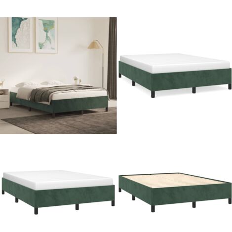 Bettgestell ohne Matratze Dunkelgrün 140x190 cm Samt - Samtbettwäsche - Doppelbett - Boxspringbett - Lattenrost - Bettrahmen - Home & Living