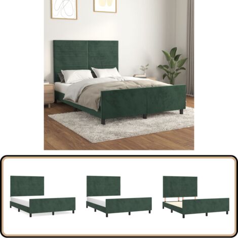 Bettgestell ohne Matratze Dunkelgrün 140x190 cm Samt - Samtbettwäsche - Doppelbett - Boxspringbett - Lattenrost - Hochbett