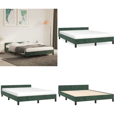 Bettgestell ohne Matratze Dunkelgrün 140x200 cm Samt - Samtbett - Doppelbett - Boxspringbetten - Bettsofa - Lattenrost - Home & Living