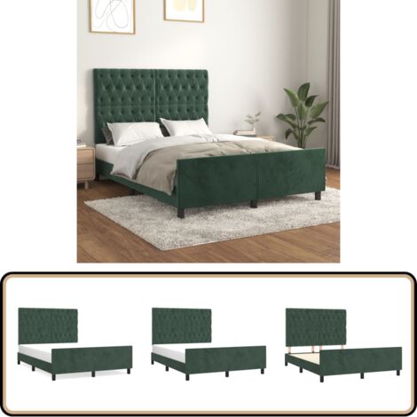 Bettgestell ohne Matratze Dunkelgrün 140x200 cm Samt - Samtbettwäsche - Bettsofa - Doppelbett - Boxspringbett - Lattenrost