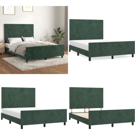 Bettgestell ohne Matratze Dunkelgrün 140x200 cm Samt - Samtsofa - Bettessel - Doppelbett - Boxspringbetten - Lattenrost - Home & Living
