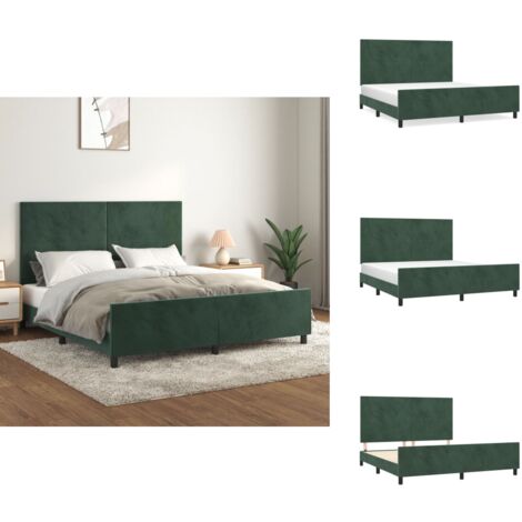 Bettgestell ohne Matratze Dunkelgrün 160x200 cm Samt - Samtbettwäsche - Doppelbett - Boxspringbett - Lattenrost - Hochbett