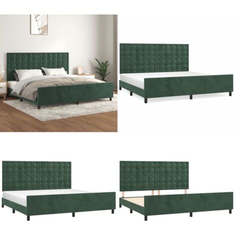 Bettgestell ohne Matratze Dunkelgrün 200x200 cm Samt - Samtbett - Doppelbett - Boxspringbettwagen - Hochwertiges Bettgestell - Bettrahmen Mit Kopfstütze - Home & Living