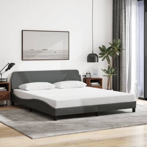 Bettgestell ohne Matratze grau 180x200 cm Stoff